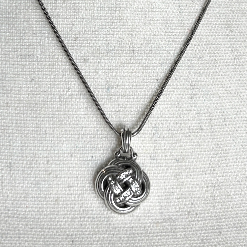 Brighton Stonebriar Eternity Necklace Silver Plated Crystals Pendant
